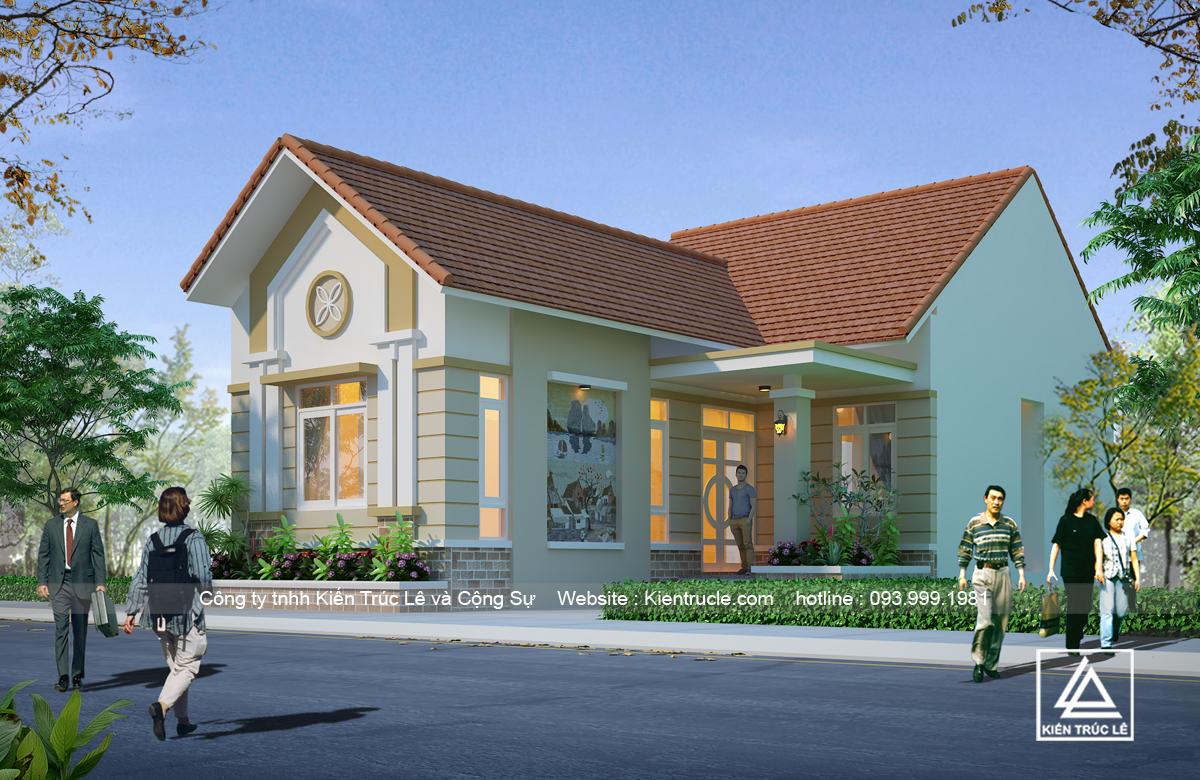 Mẫu nhà biệt thự 1 tầng mái thái đẹp