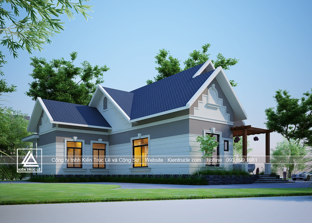 Mẫu nhà biệt thự 1 tầng mái thái