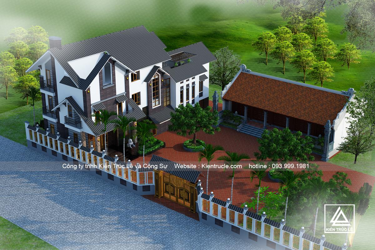 Mẫu nhà biệt thự 3 tầng mái thái