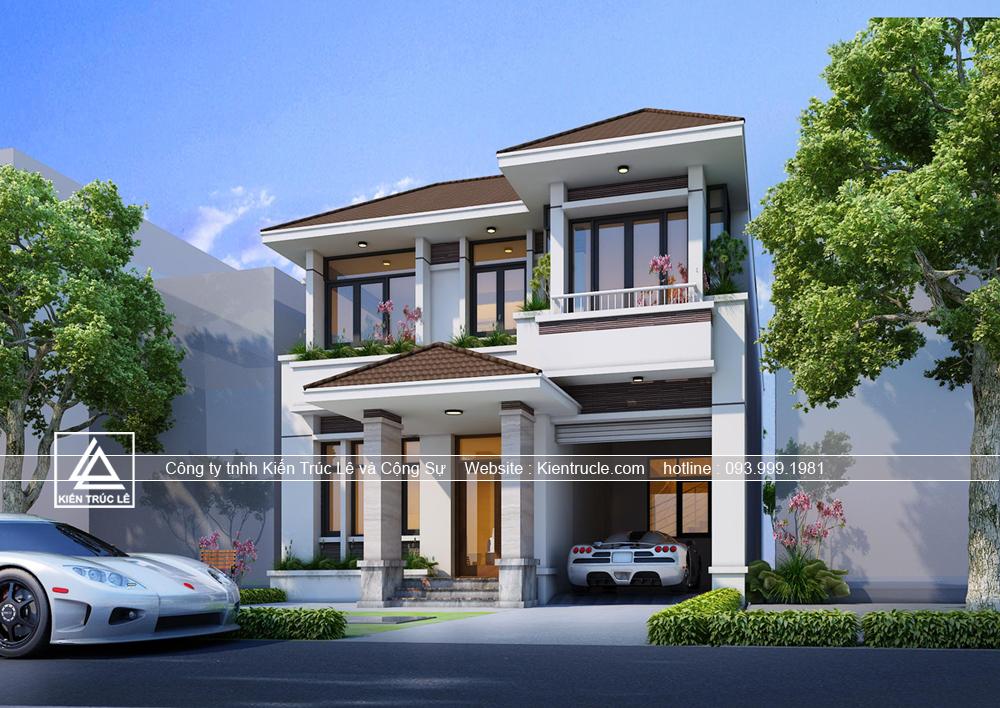 Mẫu nhà đẹp 2 tầng rộng 9m mặt tiền