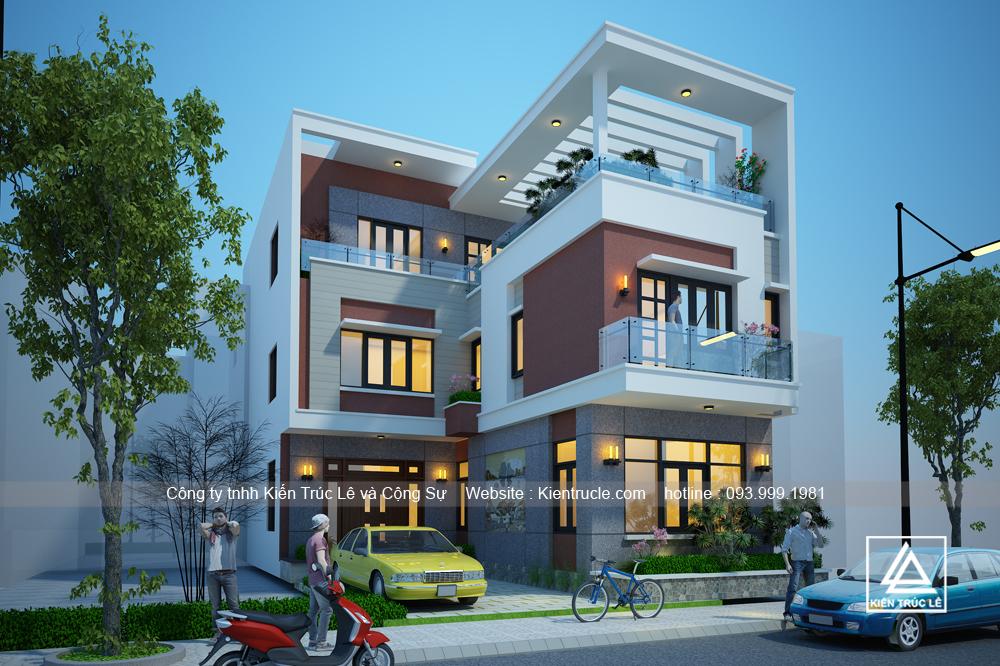 Mẫu nhà phố 3 tầng mặt tiền rộng