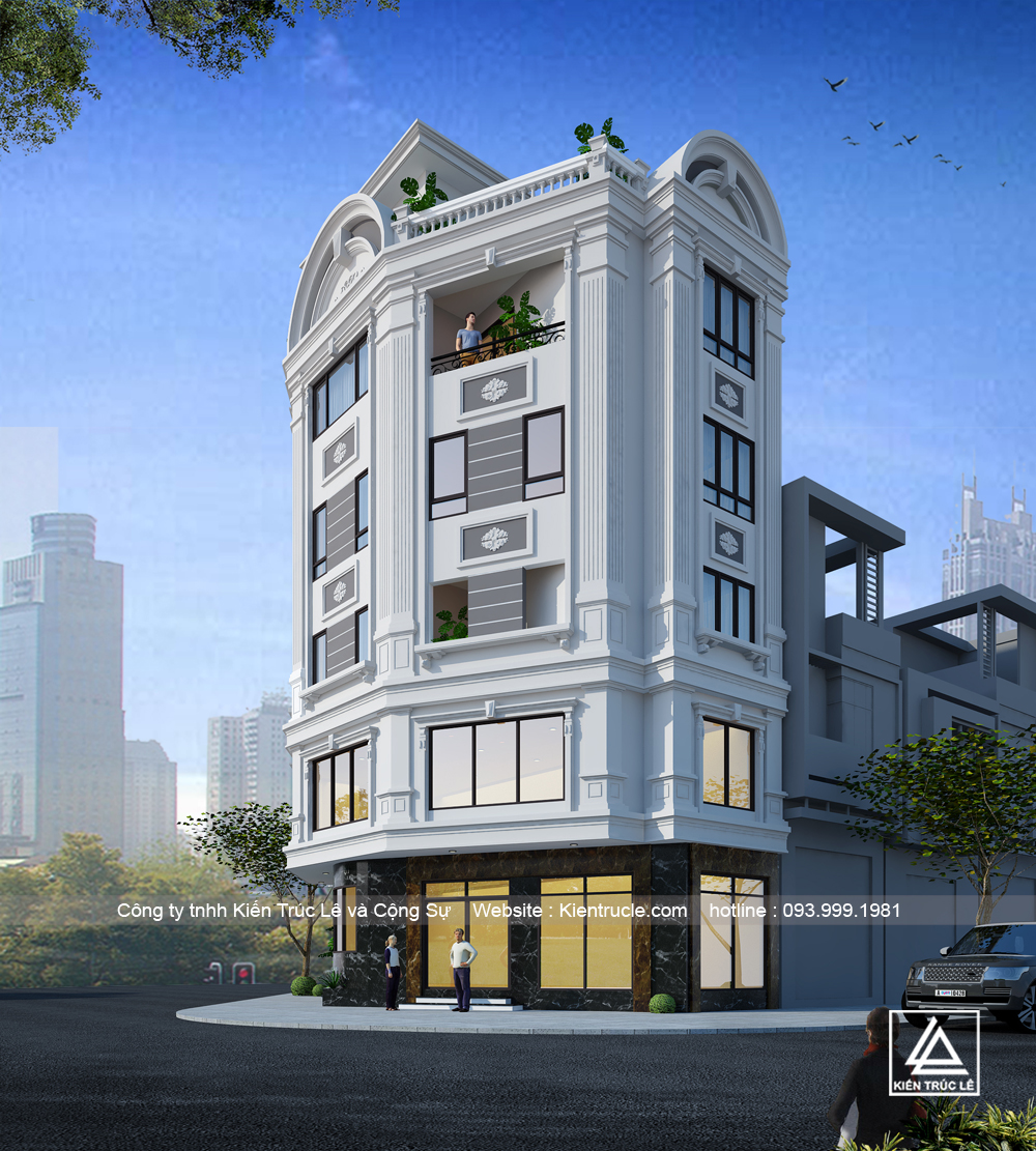 Mẫu nhà phố lô góc 4 tầng đẹp