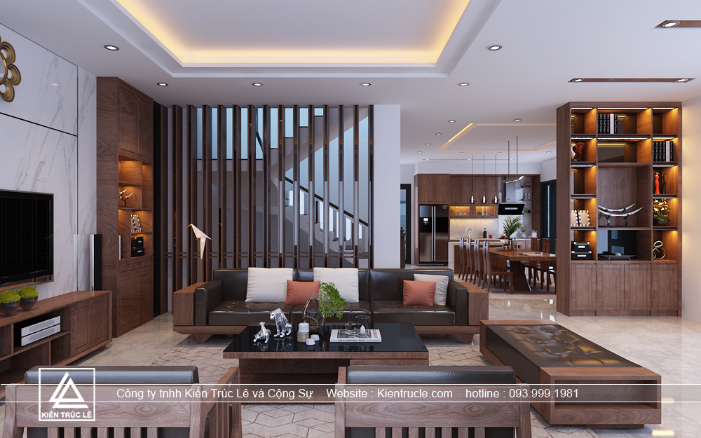 Mẫu phòng khách 35m2 hiện đại