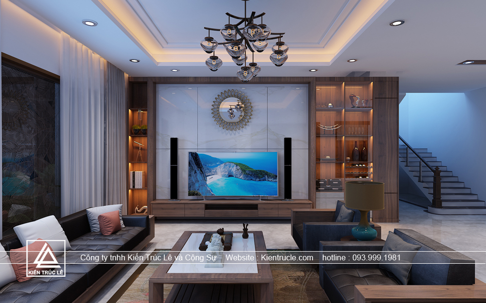 Mẫu thiết kế phòng khách 40m2 đẹp