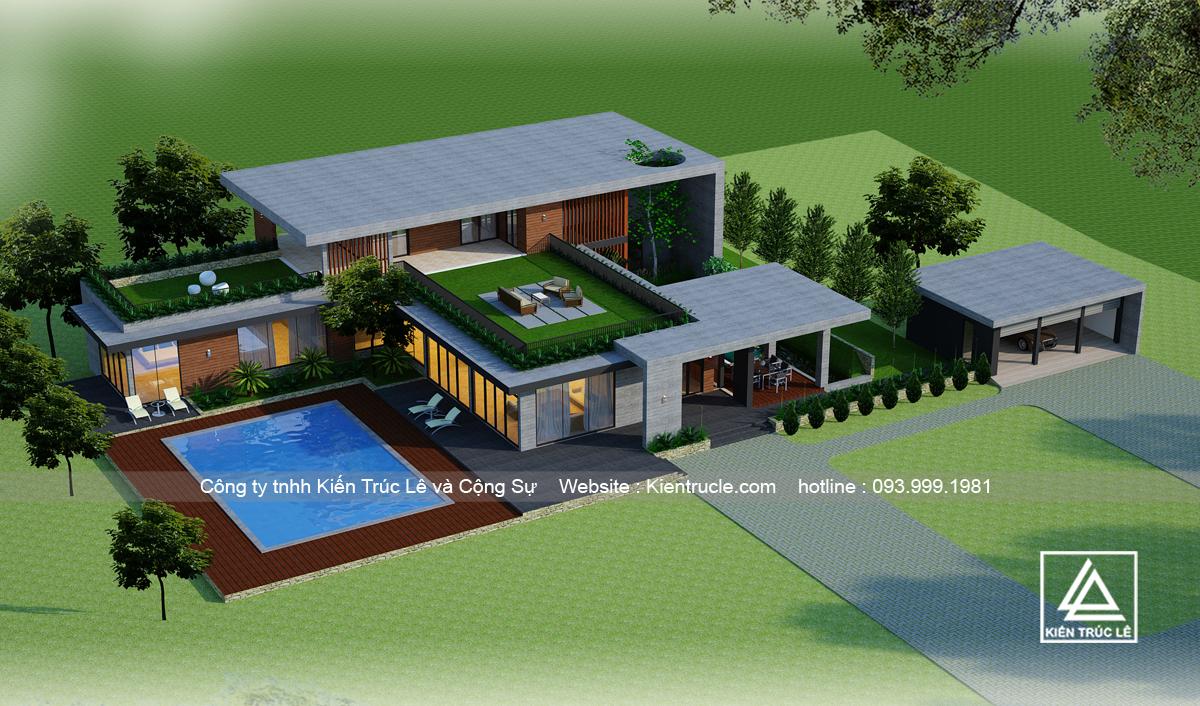 Mẫu thiết kế biệt thự 2 tầng sân vườn đẹp