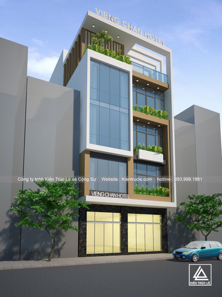 Mẫu thiết kế khách sạn mini 5 tầng đẹp hiện đại