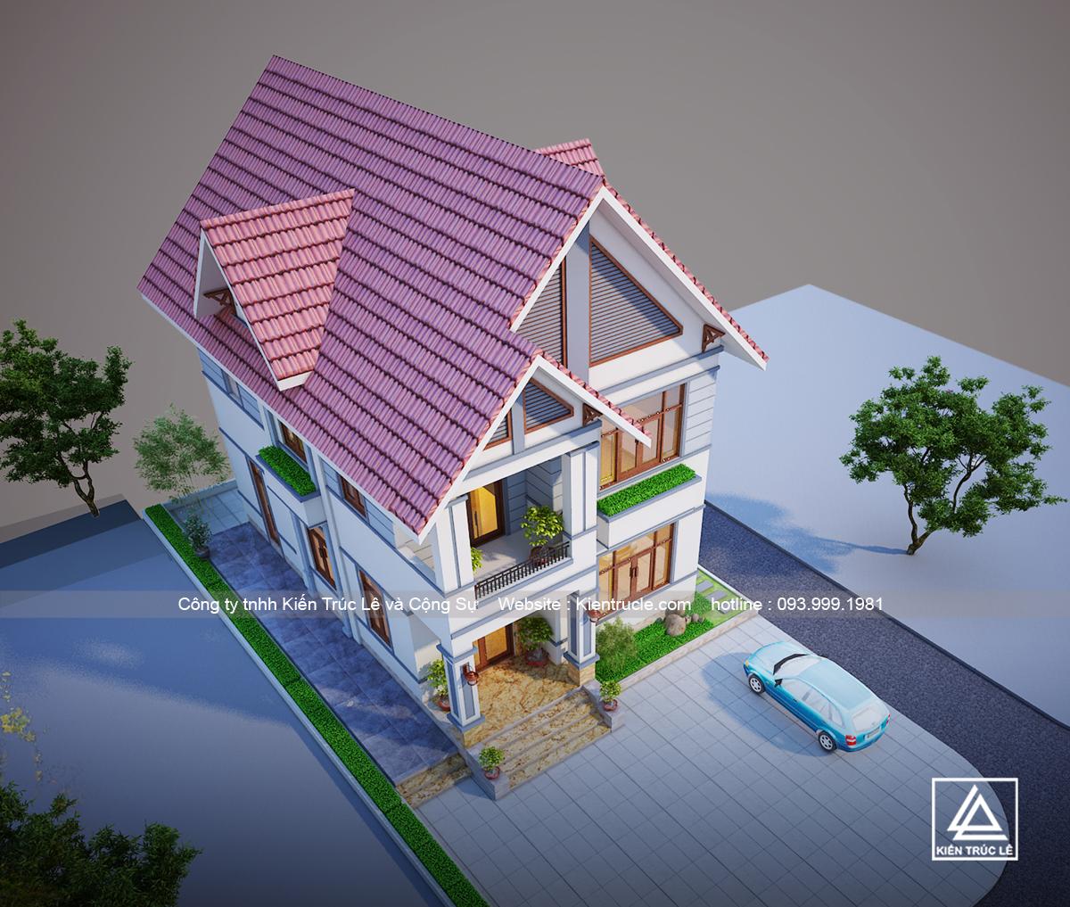 Mẫu thiết kế nhà đẹp 2 tầng mái thái 8x13m