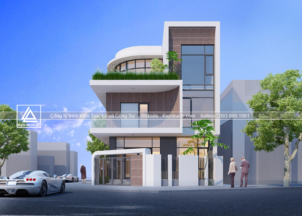 Mẫu thiết kế nhà phố 3 tầng lô góc đẹp
