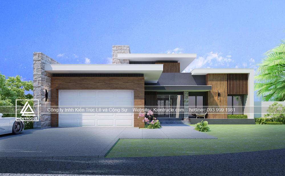 Nhà 1 tầng mái bằng hiện đại