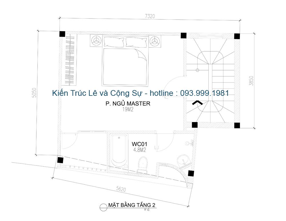 Mặt bằng công năng T2 Nhà 4 tầng 38m2 tại Hà nội