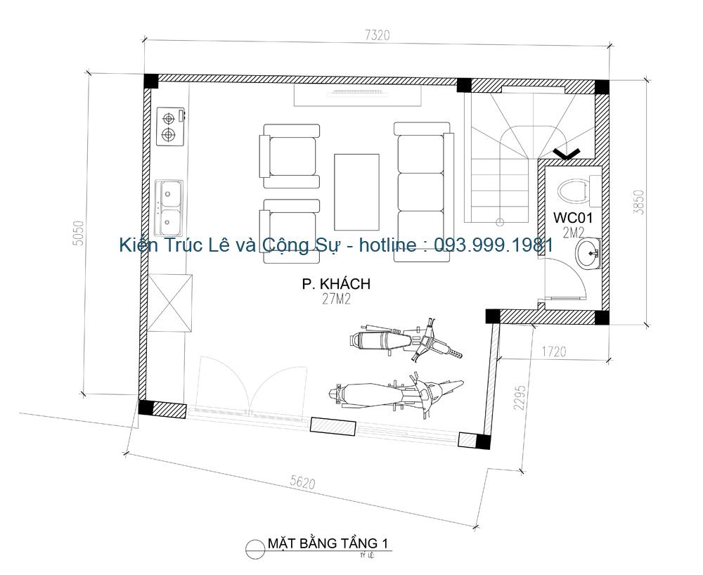 Mặt bằng công năng T1 Nhà 4 tầng 38m2 tại Hà nội