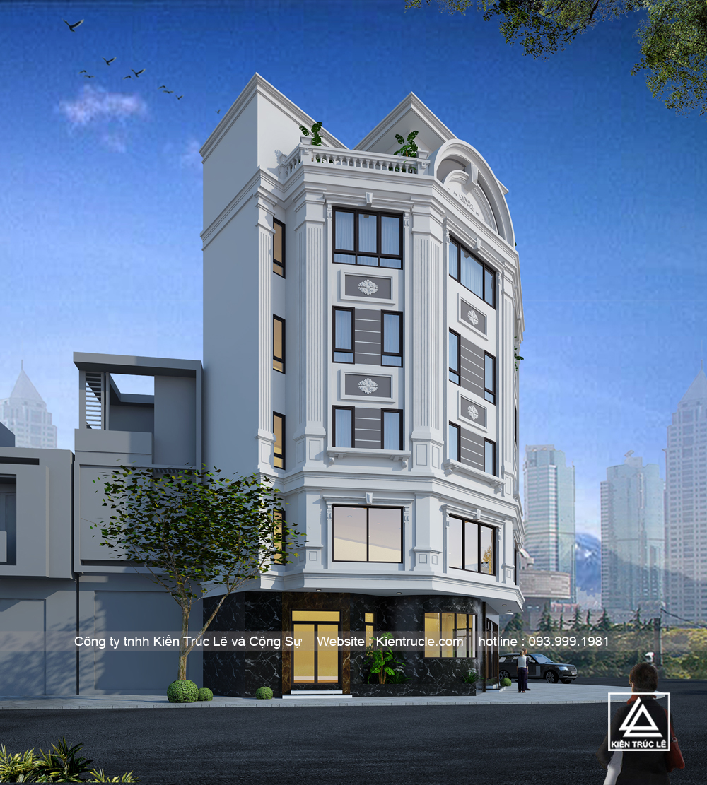 Mẫu nhà 4 tầng góc phố tân cổ điển đẹp