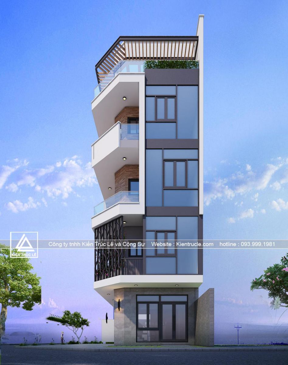 Bản vẽ thiết kế nhà phố 5 tầng lô góc