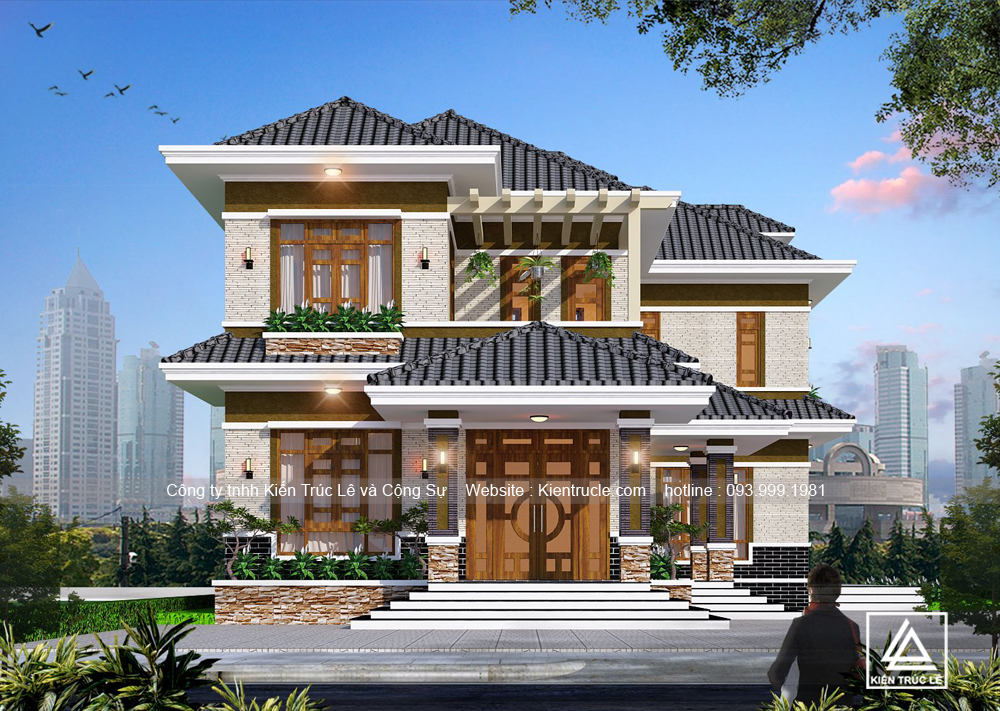 Mẫu nhà biệt thự 2 tầng đẹp tân cổ điển