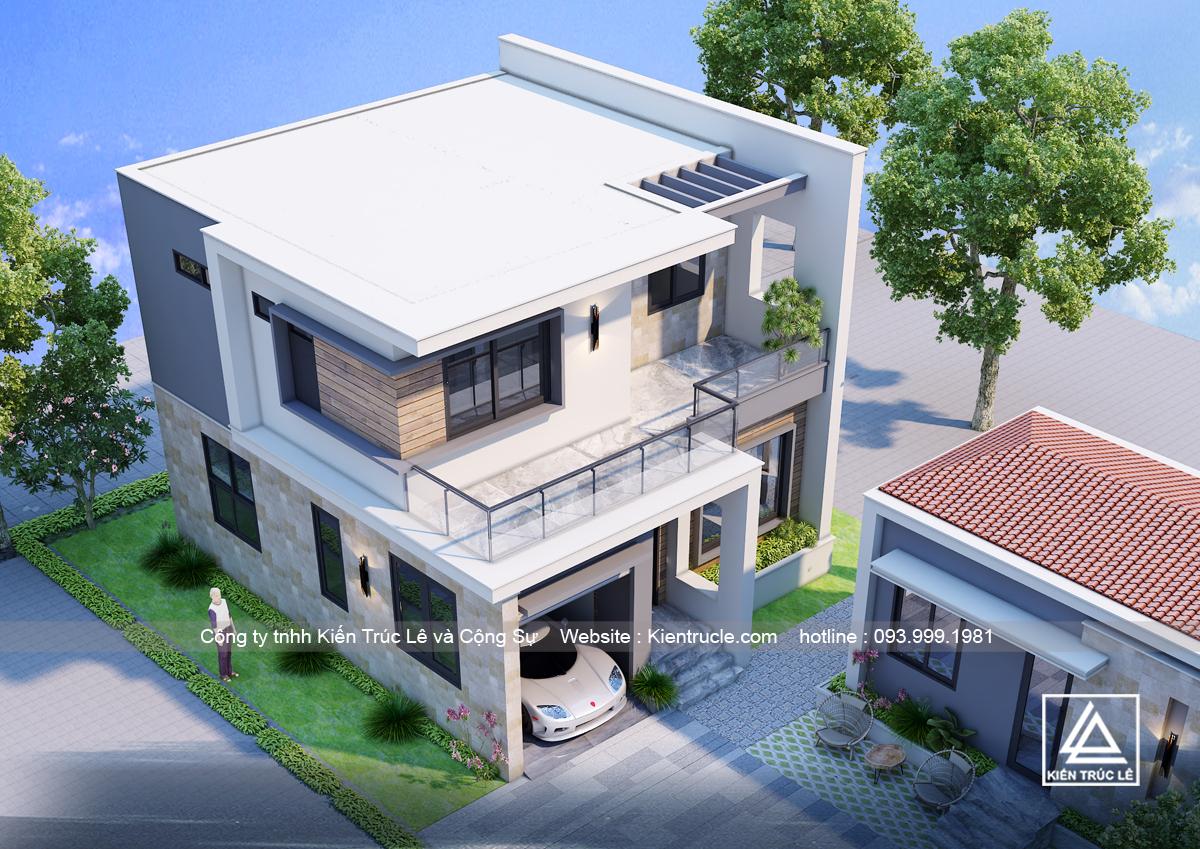 Nhà mái bằng 2 tầng đẹp