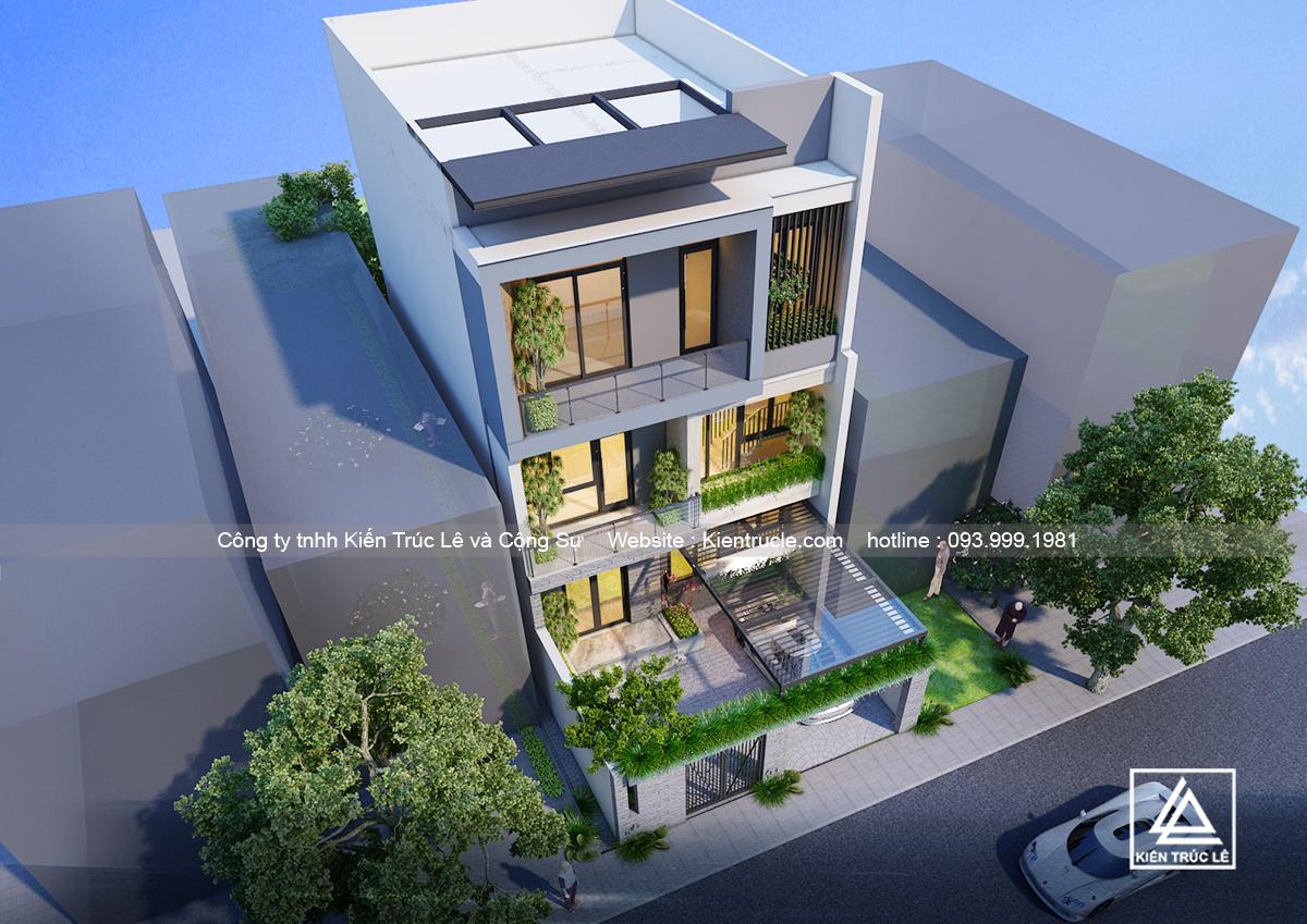 Bản vẽ thiết kế nhà phố 3 tầng 100m2
