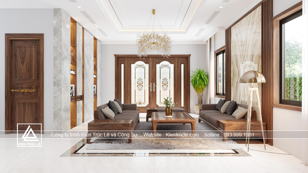 Nội thất phòng khách gỗ óc cho hiện đại đẹp