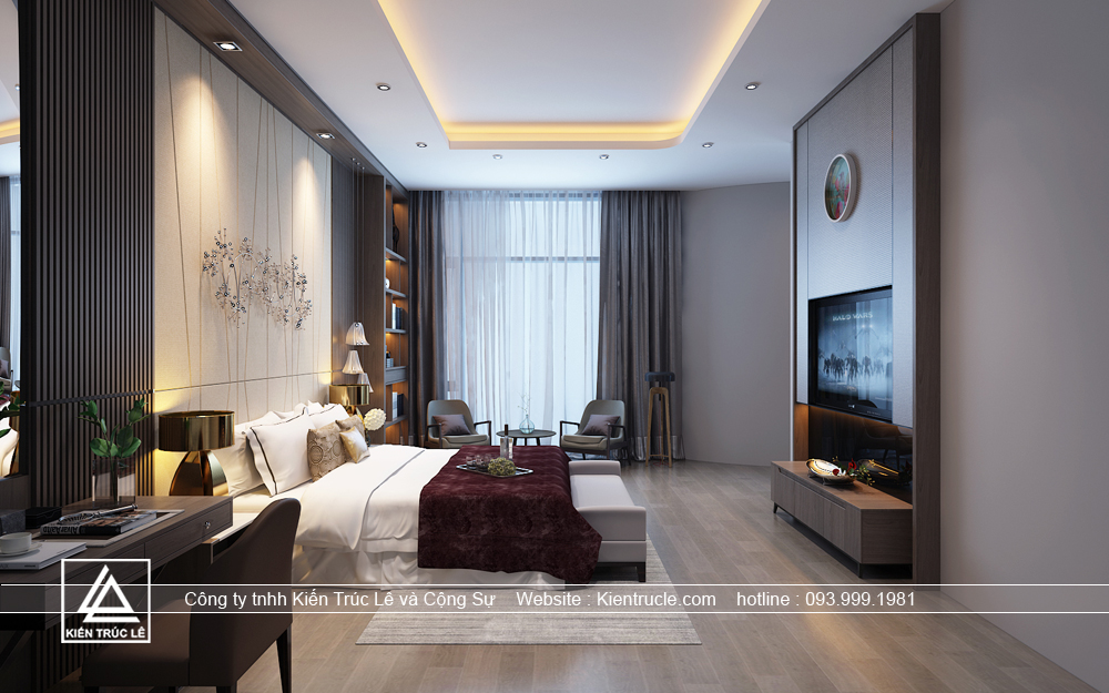 Phòng ngủ master biệt thự hiện đại