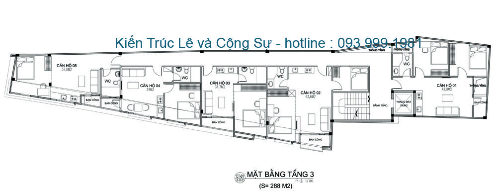 Tầng 3 cho thuê căn hộ