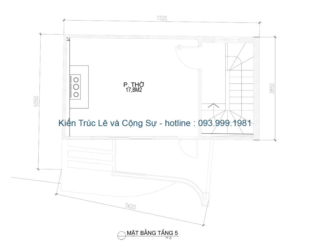 Mặt bằng công năng Tầng tum Nhà 4 tầng 38m2 tại Hà nội