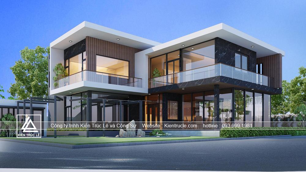 Thiết kế biệt thự 2 tầng mái bằng