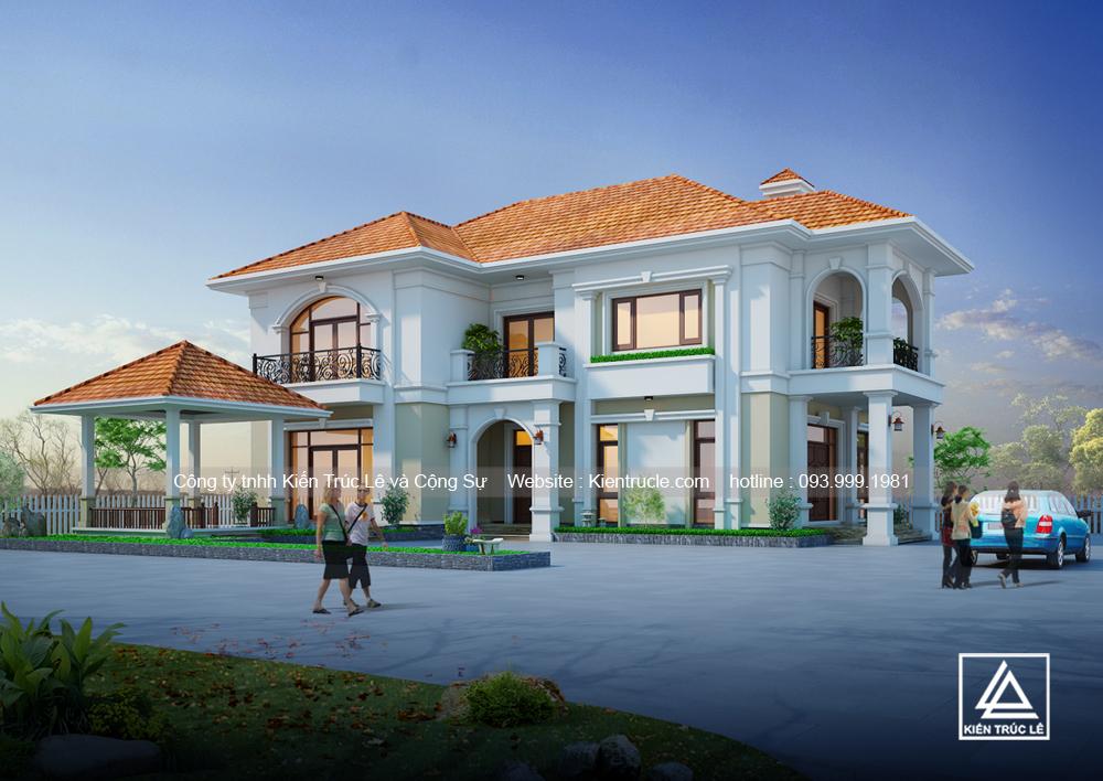 Thiết kế biệt thự 2 tầng tân cổ điển tại thái nguyên