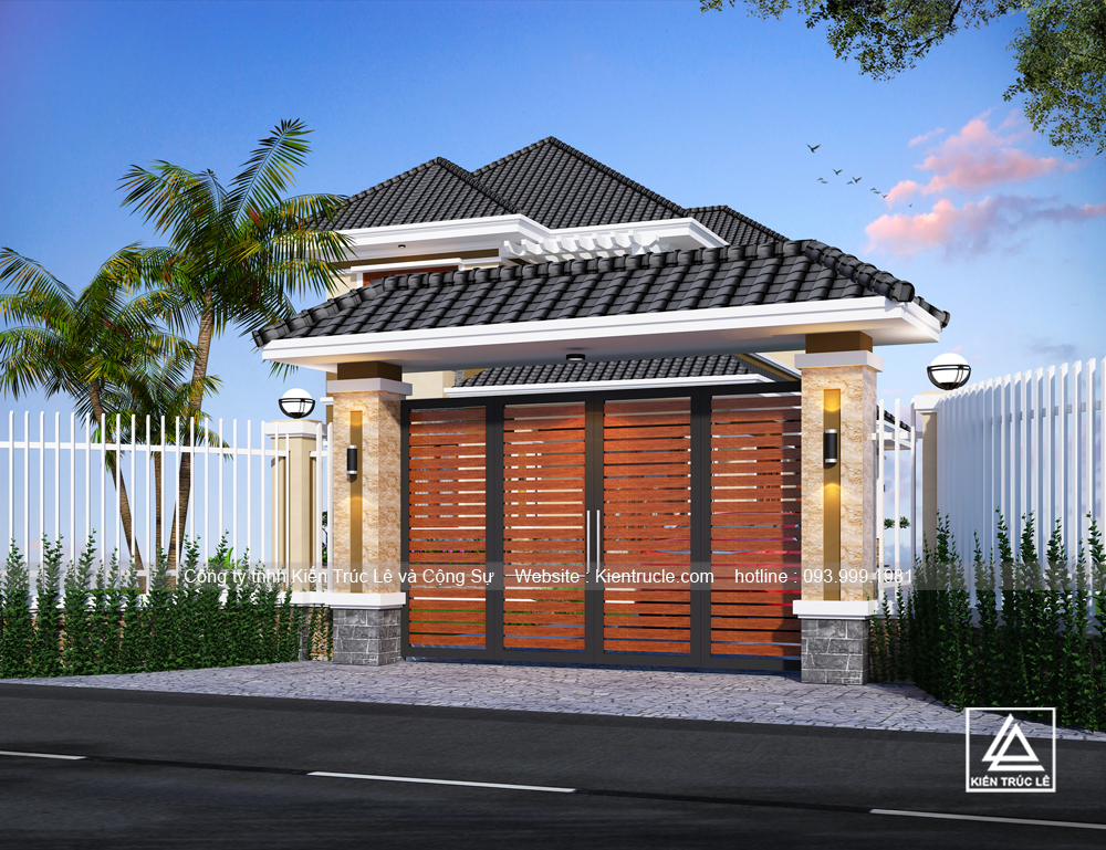 Thiết kế cổng nhà biệt thự 2 tầng đẹp