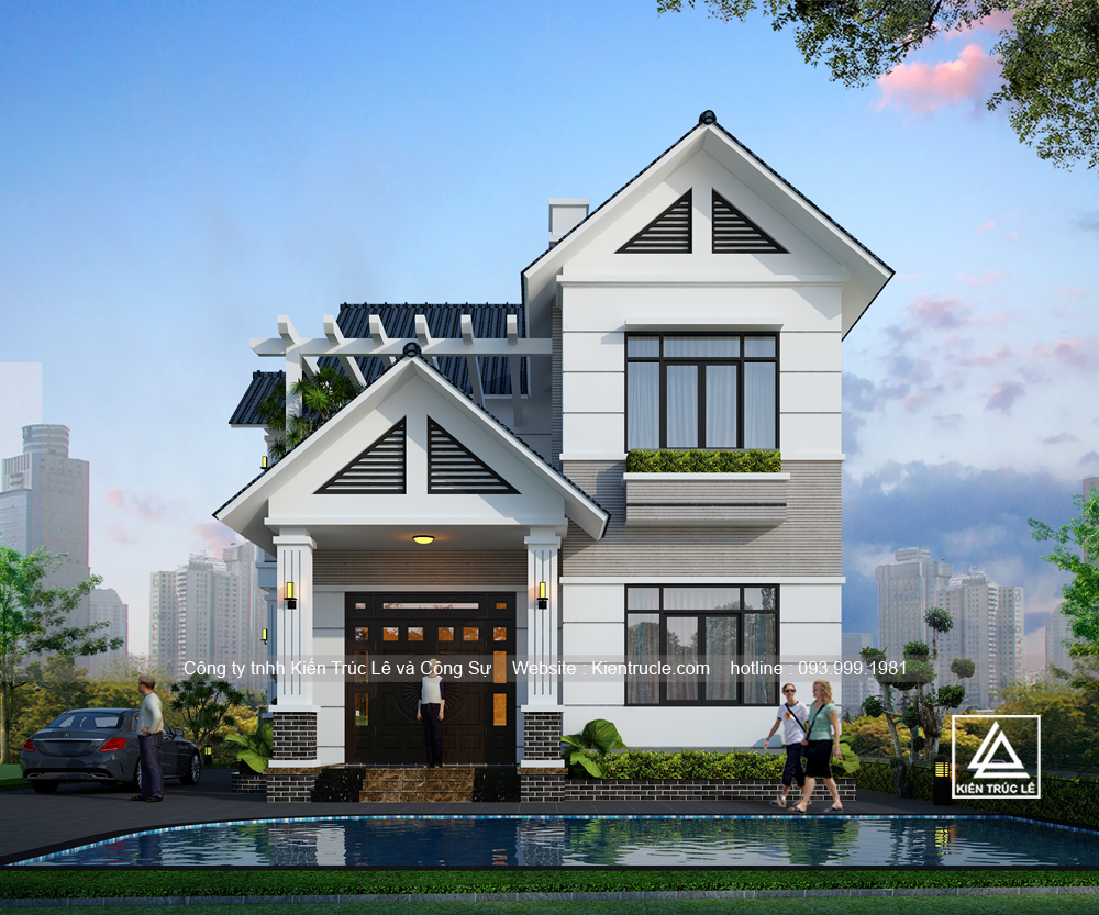 Thiết kế nhà 2 tầng 120m2 đẹp tại hải dương