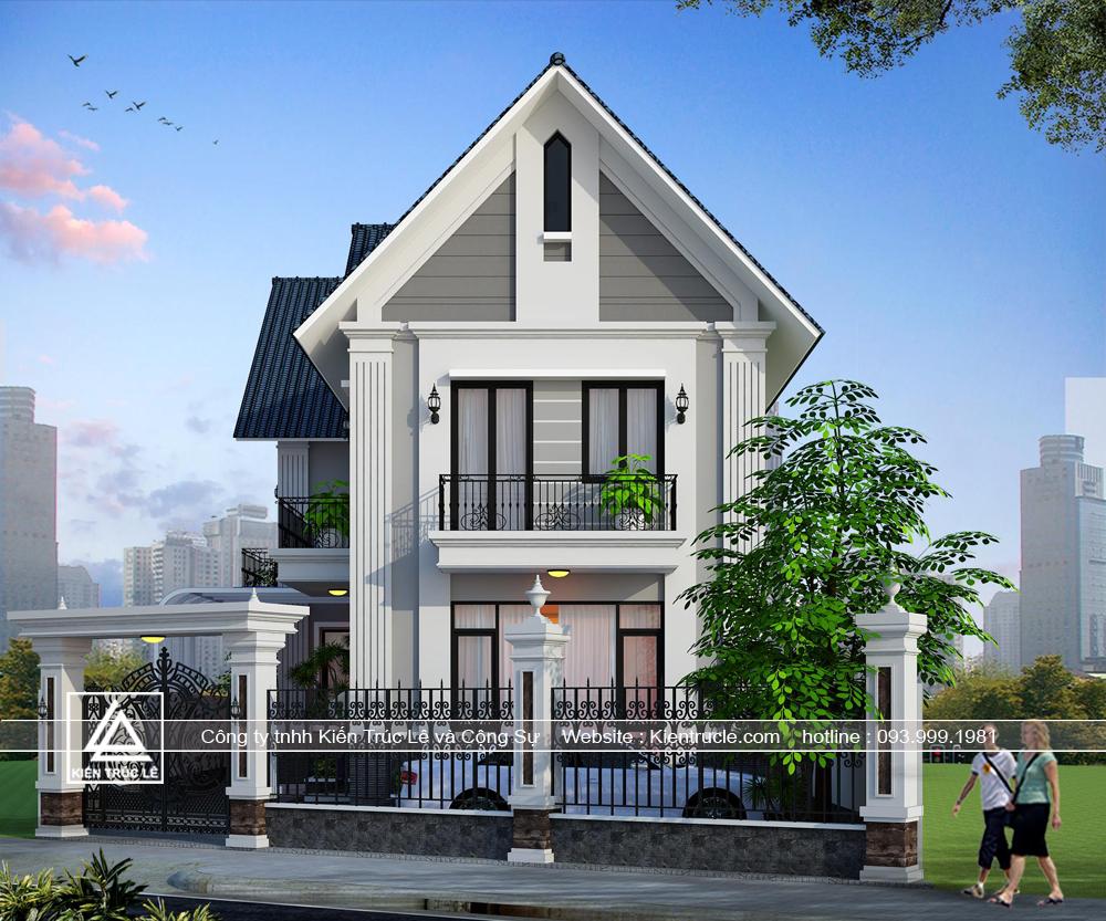 Thiết kế nhà 2 tầng 125m2 mái thái