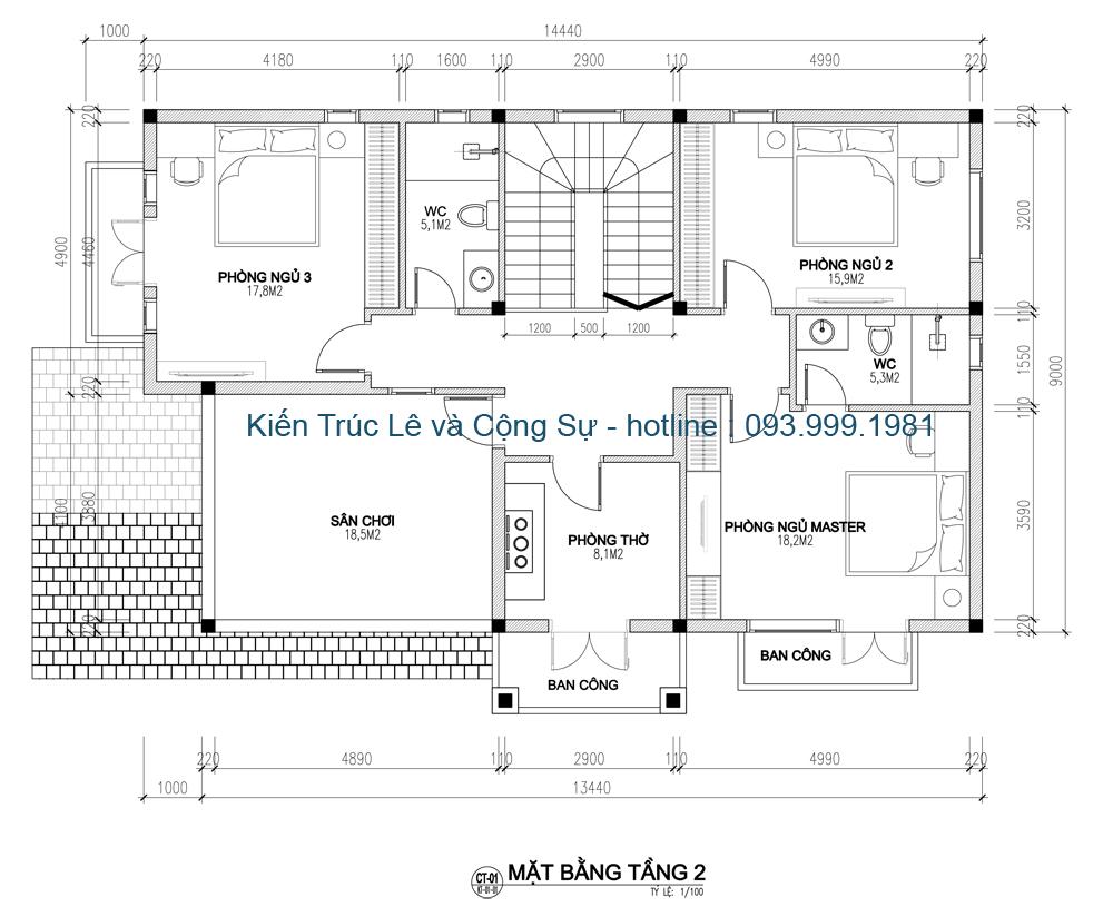 Thiết kế nhà 2 tầng 9x15m đẹp