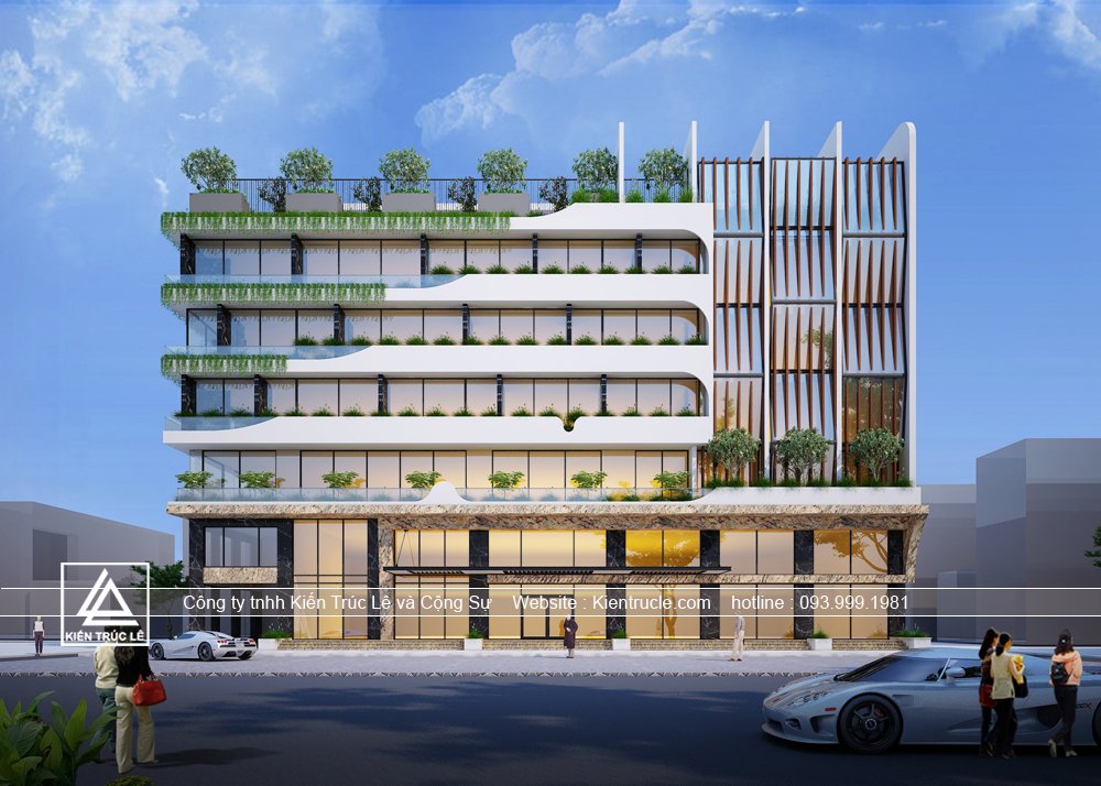 Mẫu thiết kế tòa văn phòng 5 tầng đẹp