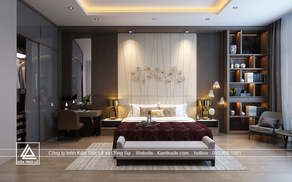 Thiết kế nội thất phòng ngủ master biệt thự hiện đại