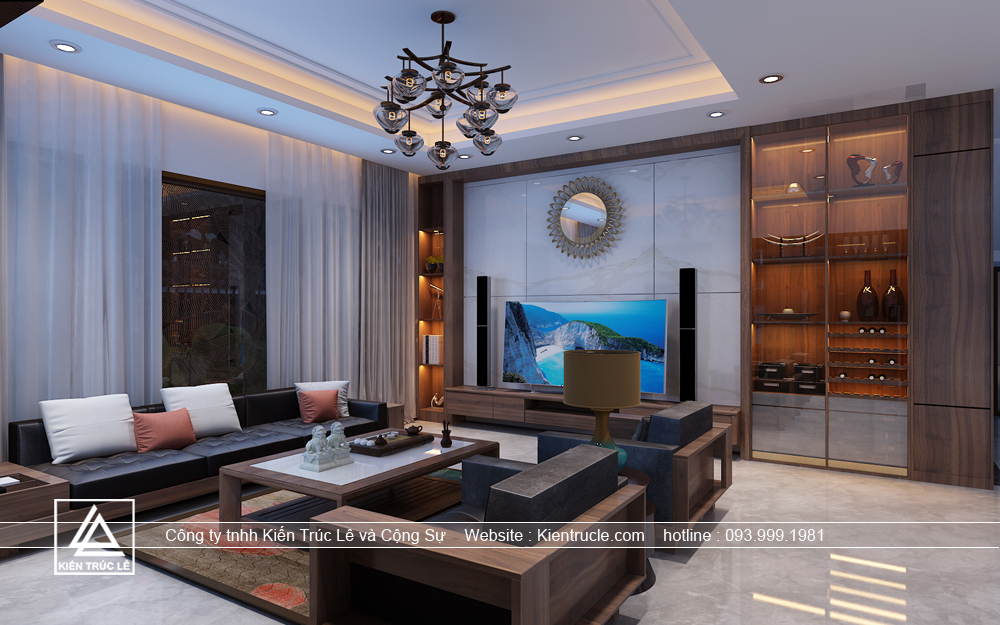 Thiết kế phòng khách 40m2 hiện đại đẹp