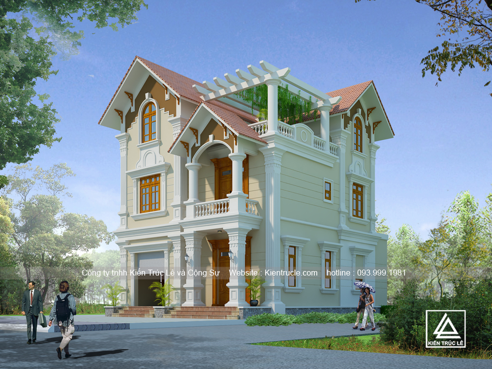 Xây nhà 3 tầng 120m2 đẹp tại Hòa Bình