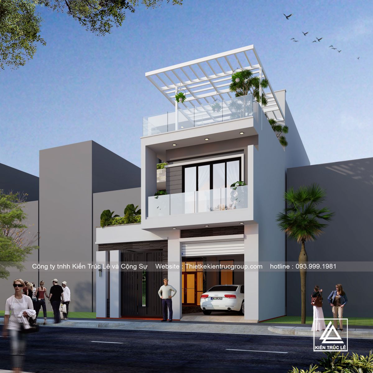 Xây nhà ống 3 tầng phong cách hiện đại