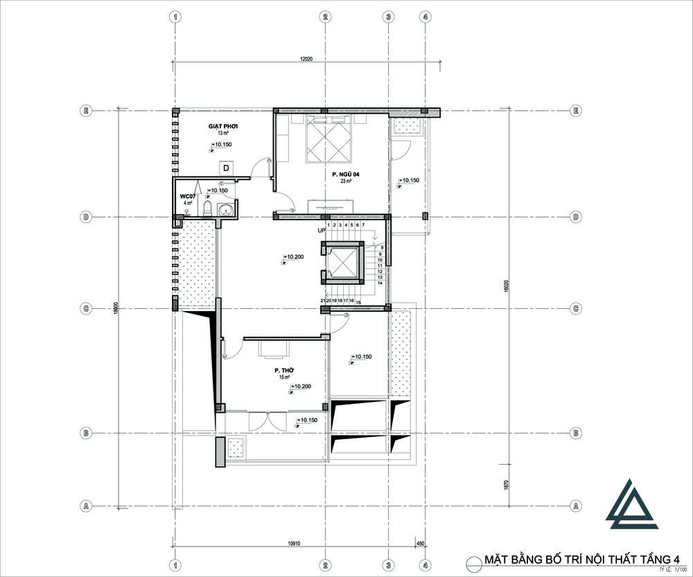 tầng 4 biệt thự 10x15m
